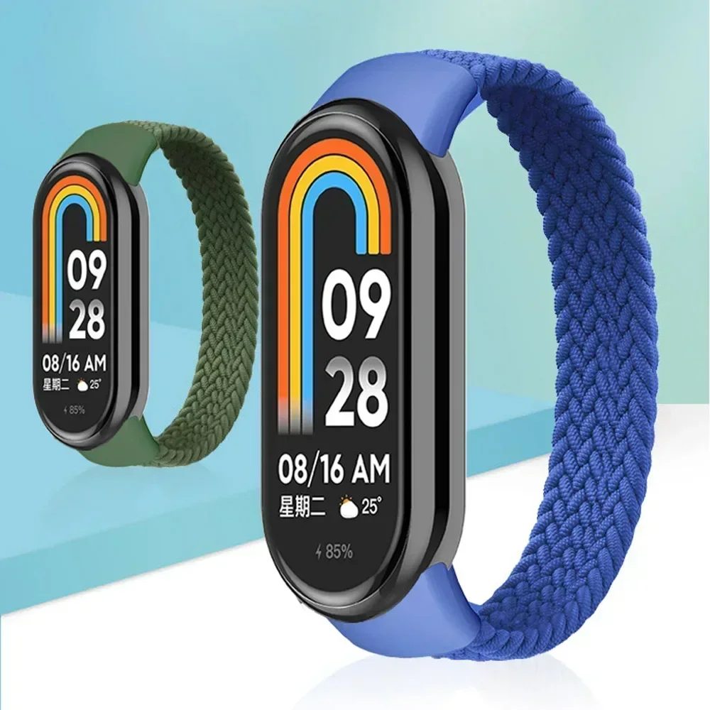 Braided Nylon Solo Loop for Xiaomi Mi Band 9 8 Strap Replacement accessories NFC Elastic Watchbands correa bracelet for Miband98 image 2