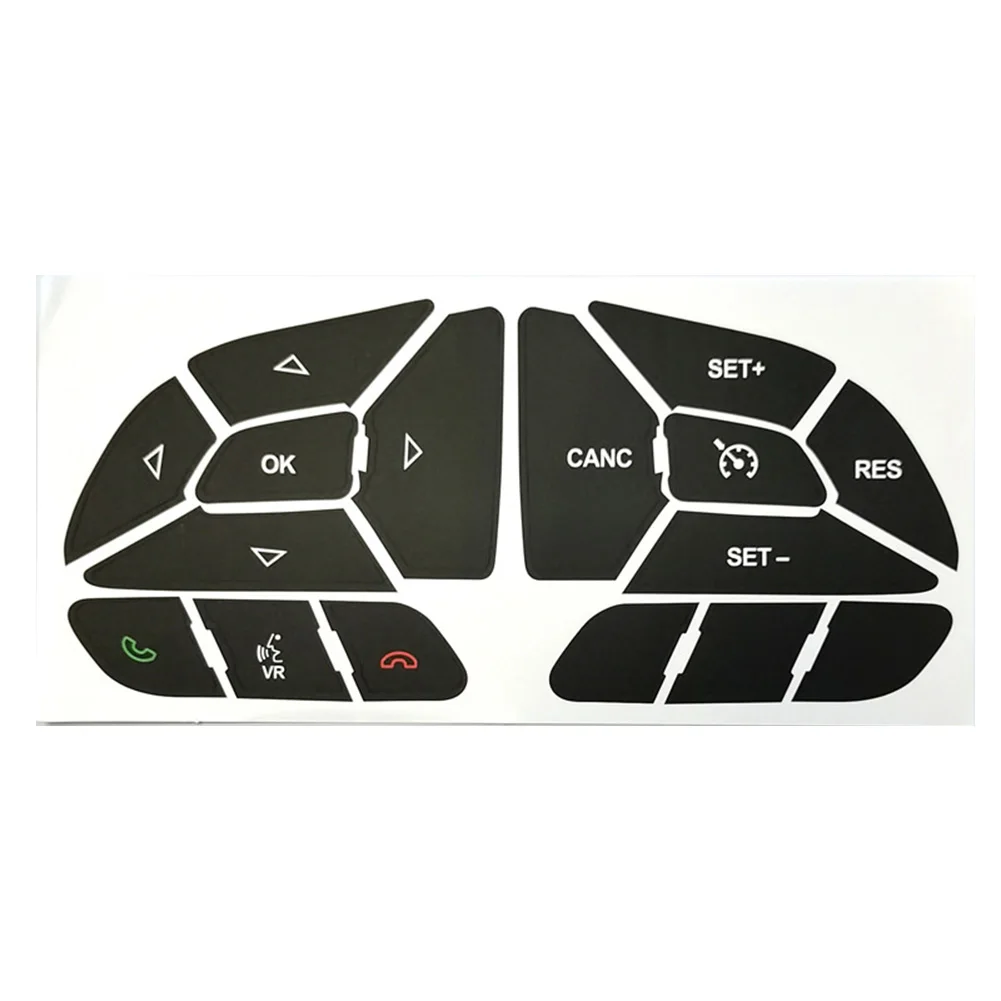 Steering Wheel Decals Button Repair Decals Interior Car Upgrade Black White Lettering Black Overlay Light Penetration Reduction