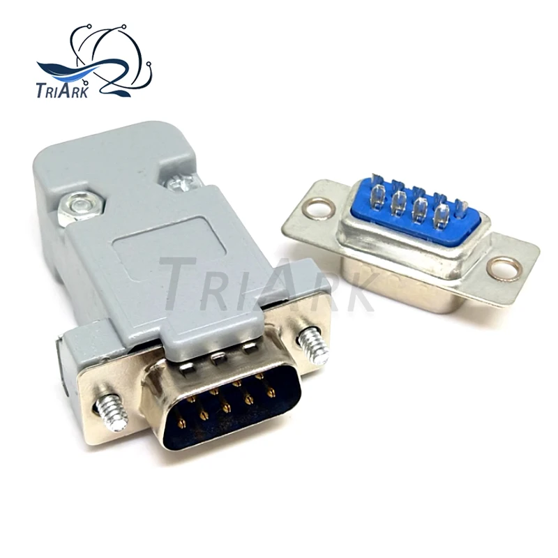 10PCS DB9 Female Male Socket Plug Connector 9pin Copper RS232 COM Socket Adapter DB9 Plastic Shell RS232 Serial Port Connector