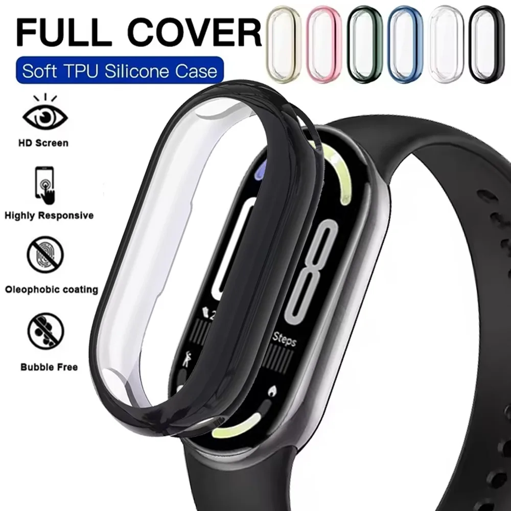 TPU Case for Xiaomi Mi Band 10 9 8 NFC Smartwatch Anti-Fall Full Frame Screen Protective Shell for Xiaomi Mi Band 10 Mi Band 9 8