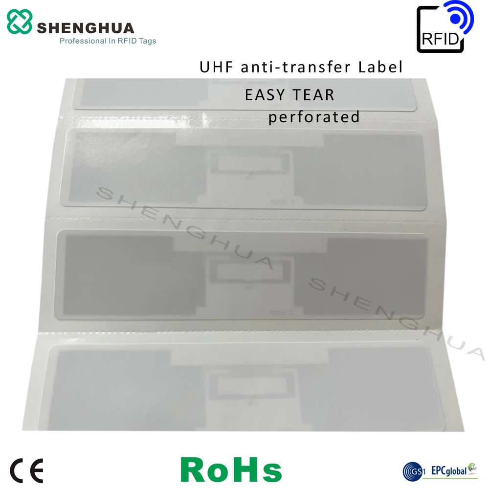 2000 ชิ้น/ล็อต Anti Transfer RFID UHF Logistics พิมพ์สติกเกอร์ป้ายกระดาษยาวอ่านสําหรับ ZEBRA เครื่องพิมพ์ 7U ชิป