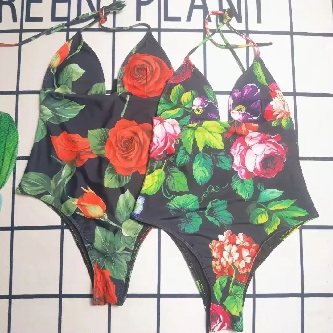 2025 New style lady swimsuit red rose flower bikini woman sexy swimsuit quality summer swim wear factory