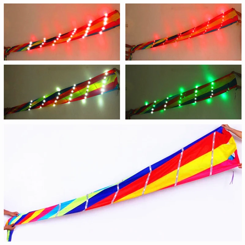 

free shipping 360cm 100p led lamp led kite windsock kite string line night flying kite dragon vlieger flux sports-leisure kevlar