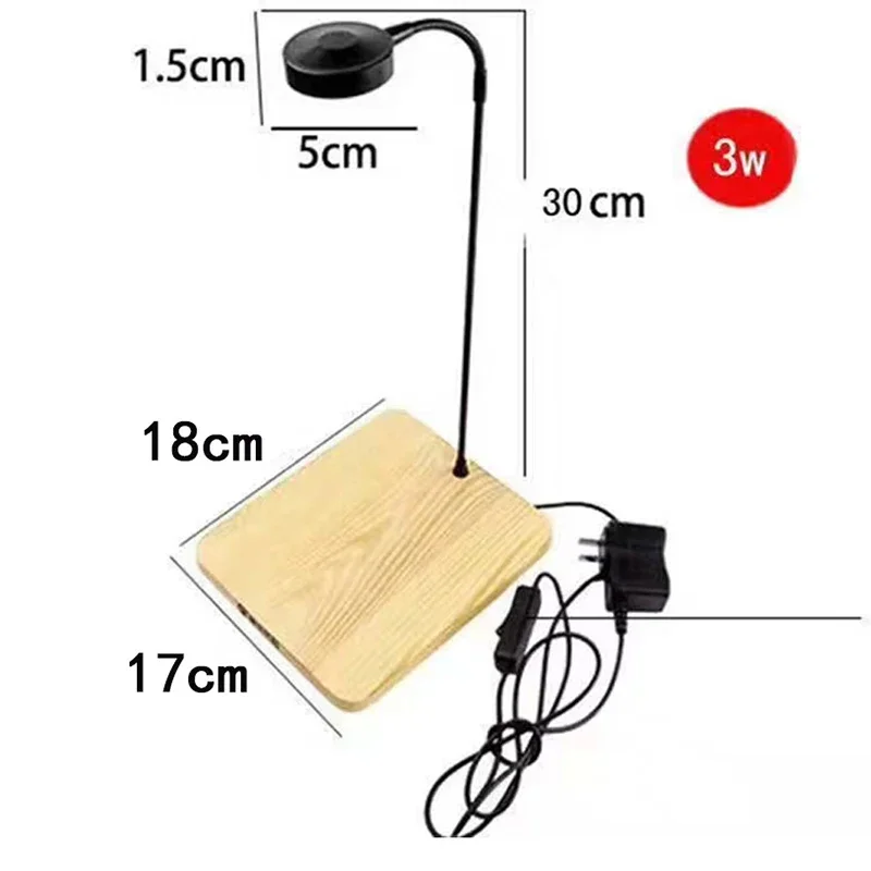 

3W 5W 7W 9W Full Spectrum Gooseneck Aquarium Lighting Fish Tank Light with Bamboo Board for Potted Plants, Succulent, Landscape