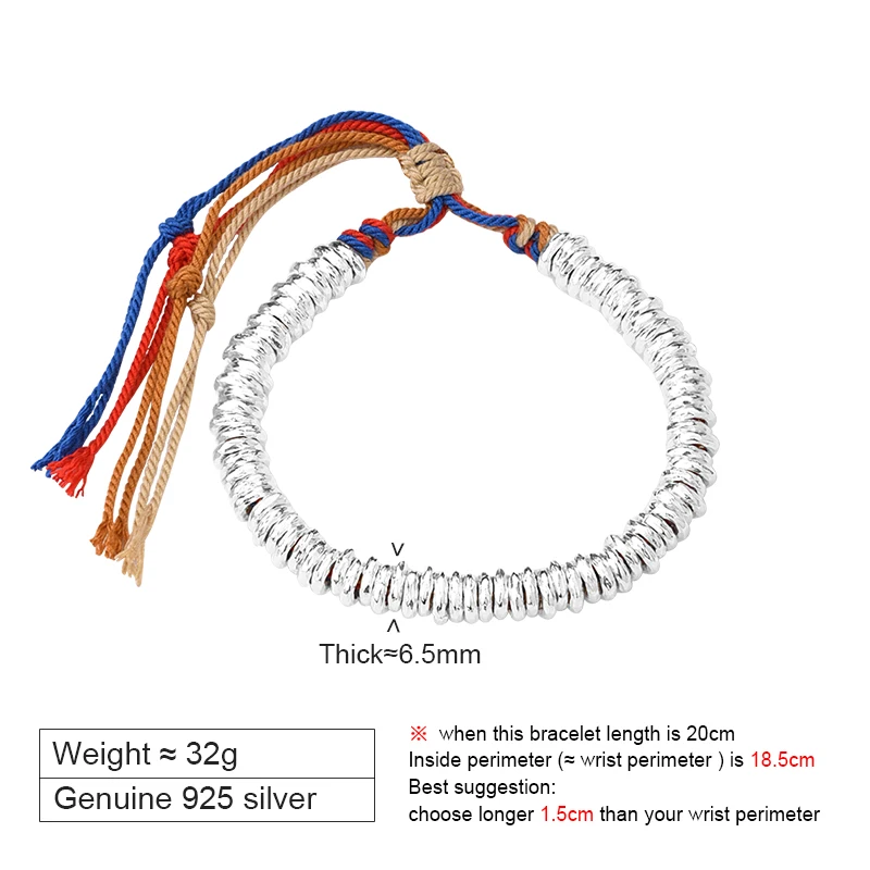 ZABRA 925 Silver Plate Wrapped Bracelet for Men, Thick Style, Fashionable, Wealthy, Wanguan, Hand String Weaving, Hand Rope