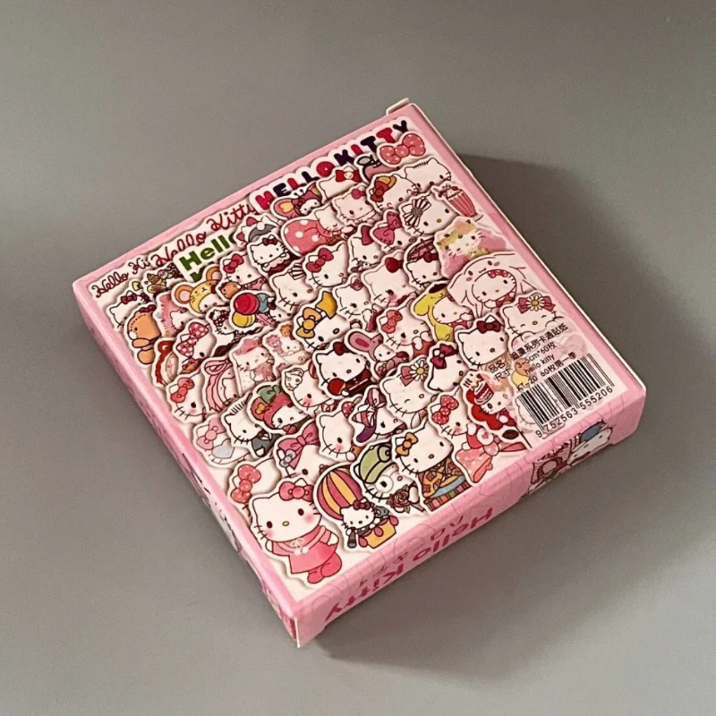 60Pcs/Box Anime Stickers Kawai Sticker Kuromi Hello Kitty Cinnamoroll Pochacco Stickers DIY Stationery Cute Cartoon Sticker Gift