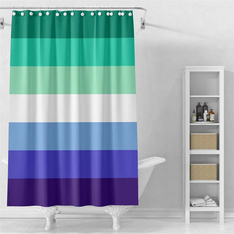 Gaslight Gatekeep Girlboss MLM Vincian Pride Flag Men Loving Men Gay Shower Curtain Set with Grommets and Hooks for Bathroom