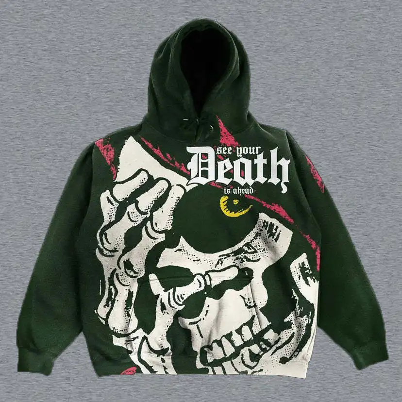 Halloween Skeleton Gothic Cardigan Hoodies Men and Women  Zipper Long Sleeve Hooded Sweatshirt Loose Lazy Style Harajuku Jacket