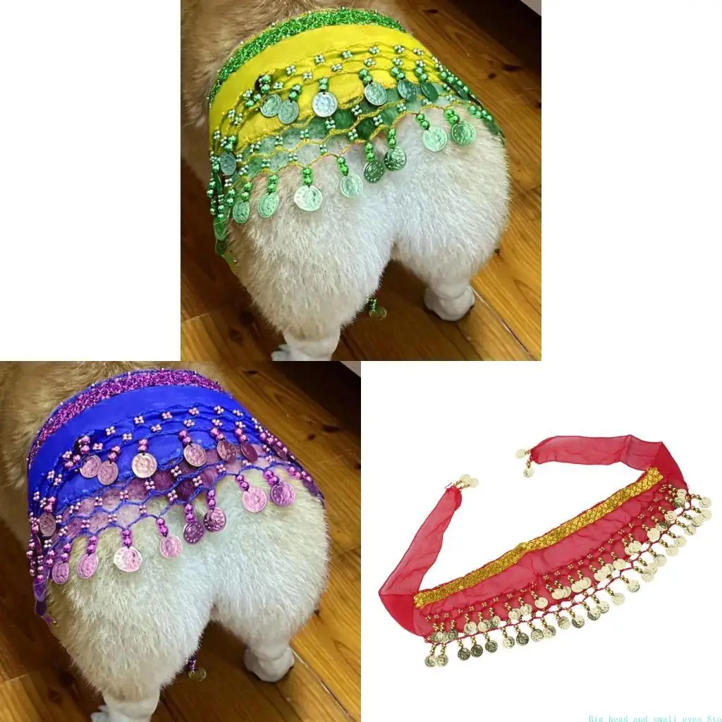 581C Glittering Belly Dance Costume Dance Accessory For Dog Dance Show Stage Event