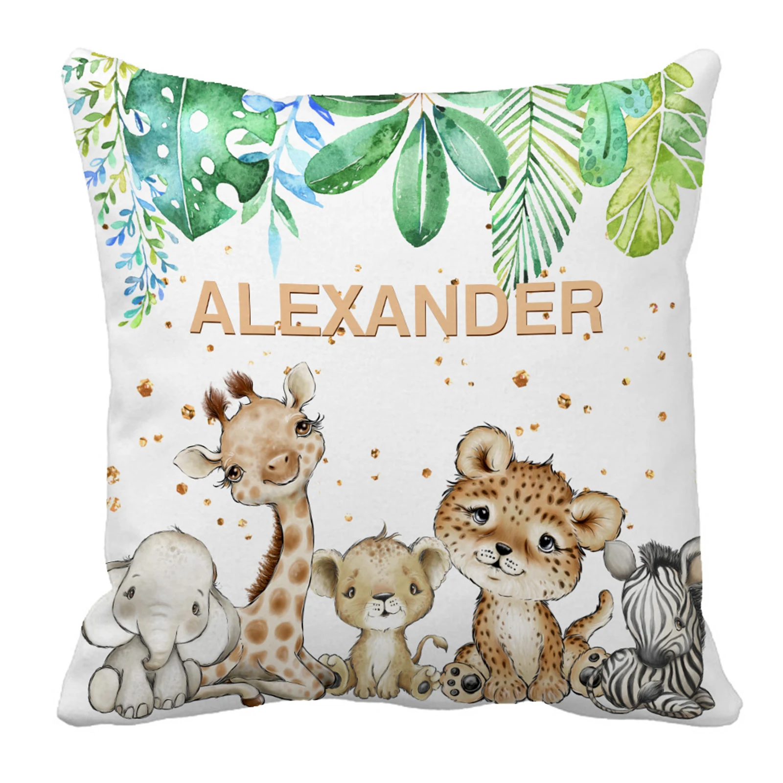 LVYZIHO Custom Name Cute Jungle Animals Greenery Baby Bedding Set, Birthday Gift Toddler Bedding Set, Baby Shower Bedding Set LVYZIHO Custom Name Cute Jungle Animals Greenery Baby Bedding Set, Birthday Gift Toddler Bedding Set, Baby Shower Bedding Set