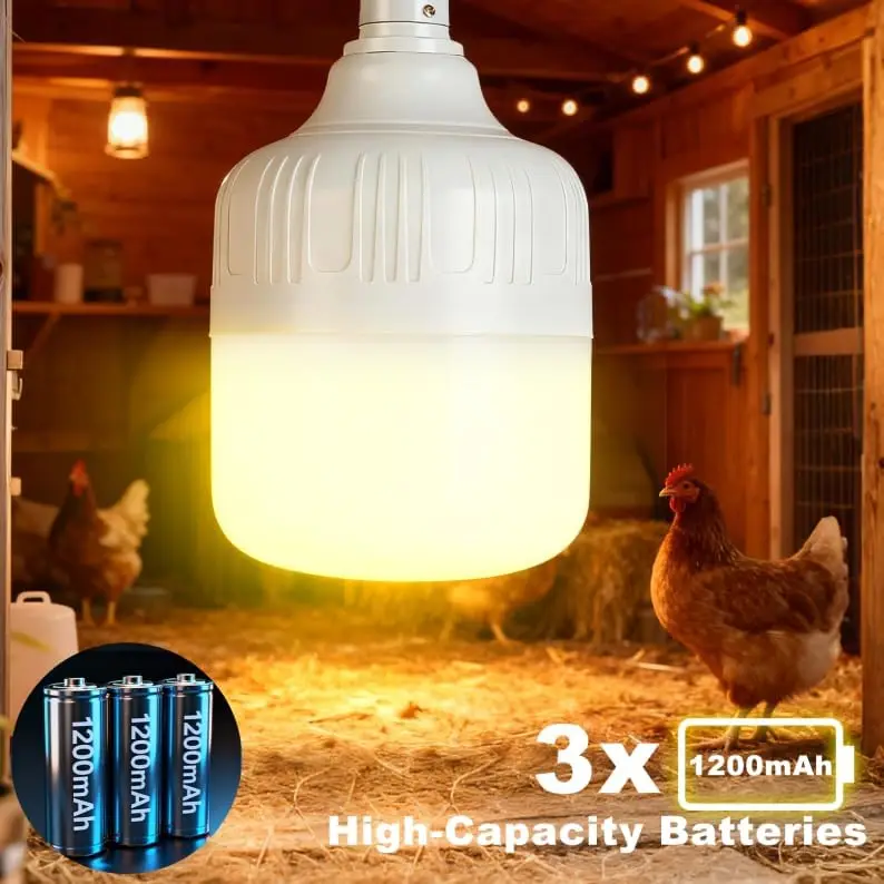 Camping Lantern LED USB Rechargeable Camping Lamp Portable Light Bulbs 4800mAh Battery Powered For Outdoor Chicken Coop Light