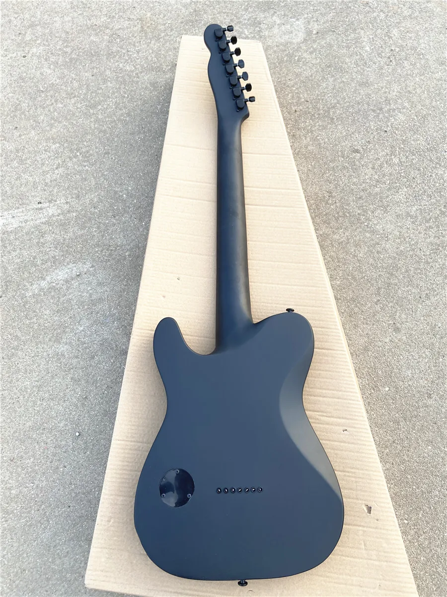 Custom edition black matte 7 string electric guitar fixed perforated bridge black accessory closed pickup