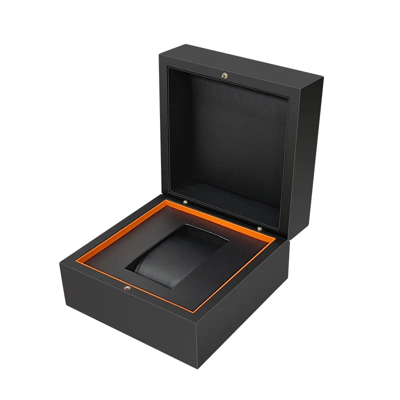 High-end Black pu watch box High-end jewelry box storage box lychee pattern clamshell watch box gift box jewelry packaging