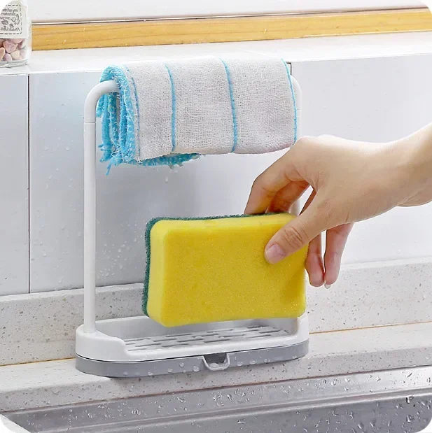 1Pc Kitchen Sink Dishrag Sponge Storage Rack Dish Cloth Drying Rack Sponge Drain Water Hollow Tray Kitchen Accessories Organizer
