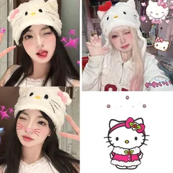 Hello Kitty cappello di peluche moda donna inverno 3d ricamo Stereo cappello caldo Cartoon Girl Beanie peluche cappello giocattoli per regali fidanzata