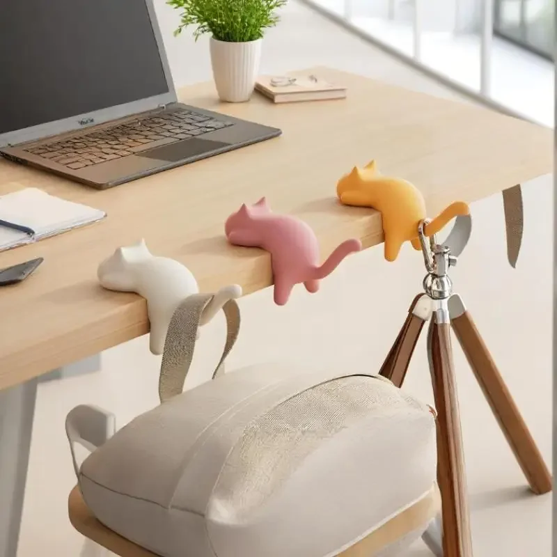 

3/4 шт., декор для домашнего офиса, боковые крючки для стола, портативный крючок для сумки с котом, вешалка для стола, крючок для сумки, рюкзак, дорожная сумка-органайзер, держатель