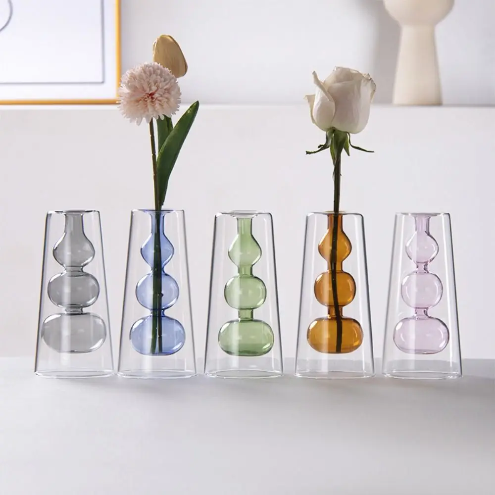 Nordic Style Colored Glass Vase Creative Elegant Aromatherapy Diffuser Bottle Minimalism Simple Volatile Containers Gift