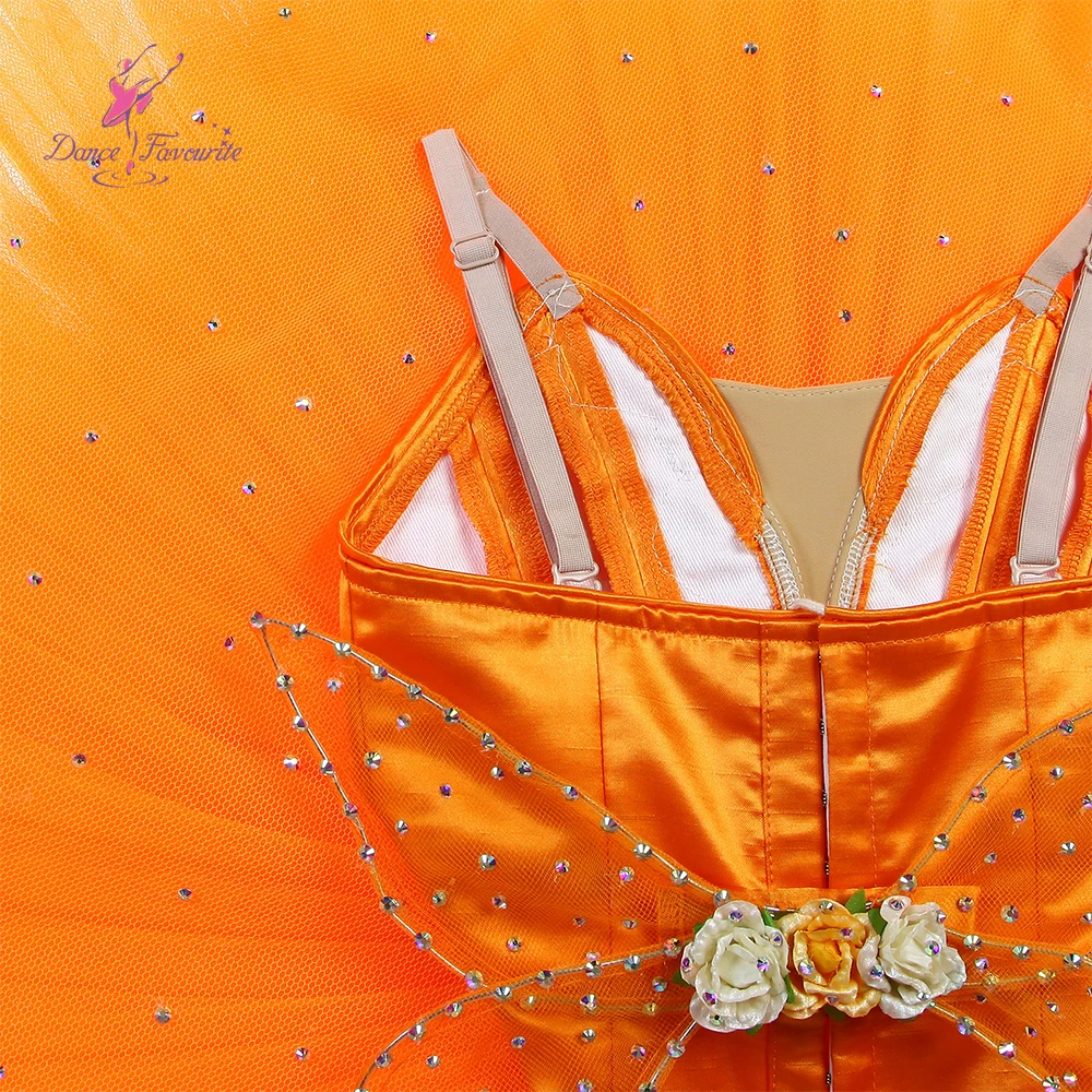 B26620 Ballet Performance Tulle Skirt Competition Orange Color Ballet Costume Skirt for Girls