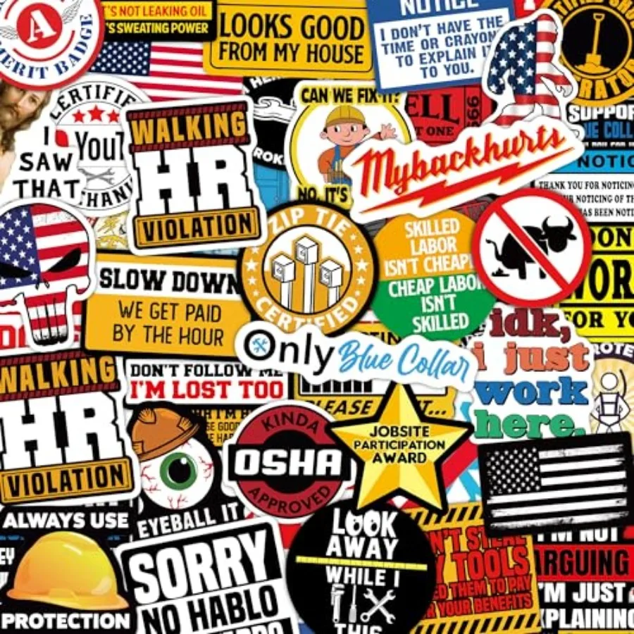 

PCS Hard Hat Stickers for Adults - Funny Dirty for Water Bottle, Laptop, Helmet, Cars, Tool Box, Cars - Blue Collar Stickers fo