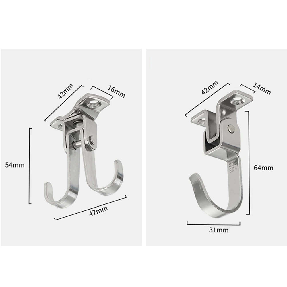 3~8Pcs 27 Sizes Hole Hook Heavy Duty Stainless Steel Wall Hook Kitchen Bathroom Cabinet Door Back Type Coat Towel Storage Hanger