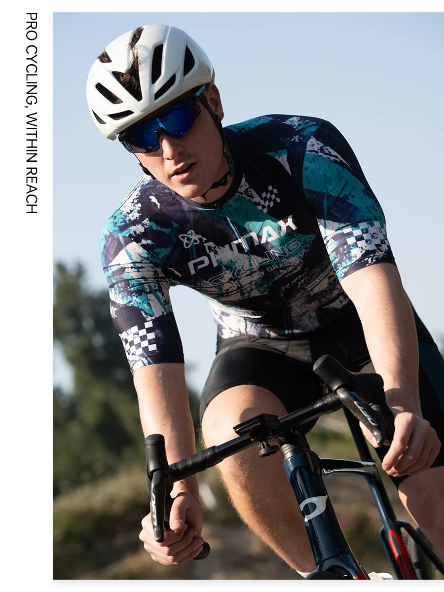 PHMAX Herren-Mountainbike-Trikot, kurzärmelig, Fahrradtrikots mit 3 Taschen, Renntrikot, Fahrradbekleidung mit durchgehendem Reißverschluss – Detail 13