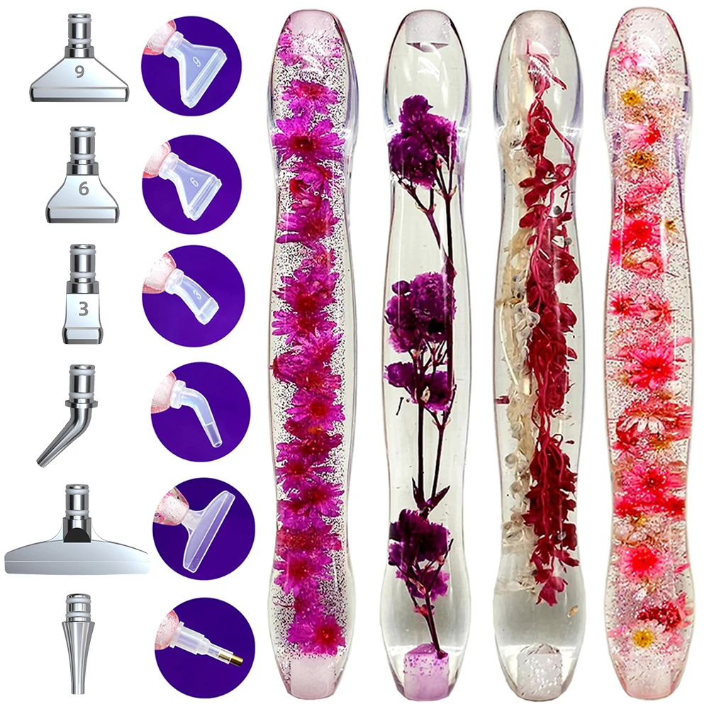 

5D Diamond Art Pen DIY Stylus for Diamond Painting with 6 Metal Tips Drill Bead Dot Pencil Craft Diamond Accessories Pens Tools