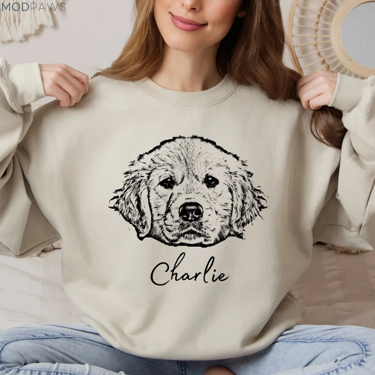 Custom Pet Sweater Using Pet Photo + Name Custom Dog Portrait Sweater Personalized Dog Pullover Dog Sweatshirt Dog Mom Gift Cust