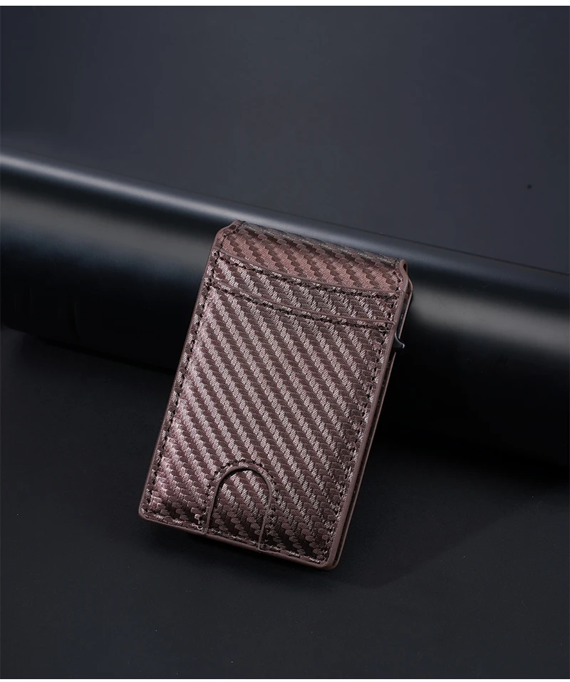 New RFID Men Card Wallets High Quality Carbon Fiber Magnetic Card Bag Photo Holder Male Pop-up Card Clips