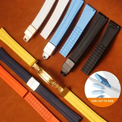 CTS Fluororubber Watch Strap 20mm Quick Release Butterfly Buckle FKM Cut To Size Watch Bands For Seiko Aquanaut Oemga Seamaster