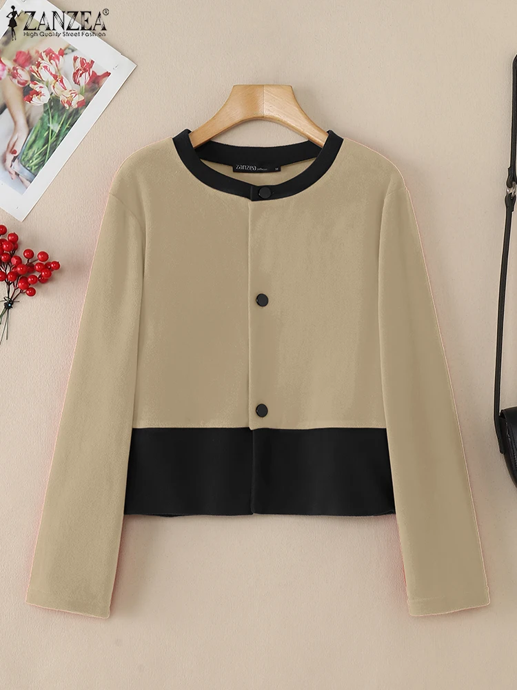 

Women Long Sleeve Cardigans Casual Spring Tops Tunic 2025 ZANZEA Stylish Button T-shirts Loose Blusas Fashion Patchwork Blouse