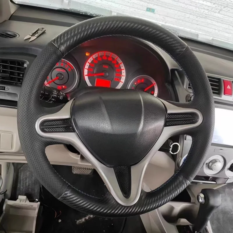 

Hand-stitched Car Steering Wheel Cover Carbon Fiber Leather For Honda Civic 8th MK8 2005 2006 2007 2008 2009 2011 Accessorie
