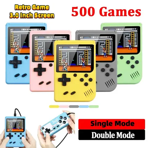 Mini Handheld Video Game Consoles 8 Bit 3.0 Inch Color LCD Retro Portable Color Gaming Player Built in 500 Games for Kids Gifts