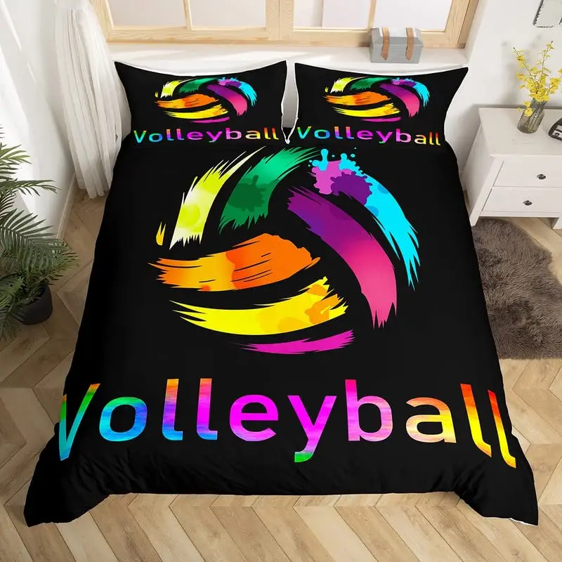 Volleyball Sport Bedding Set Sports Theme Duvet Cover King Queen Watercolor Volleyball Comforter Cover Ball Game Quilt Cover