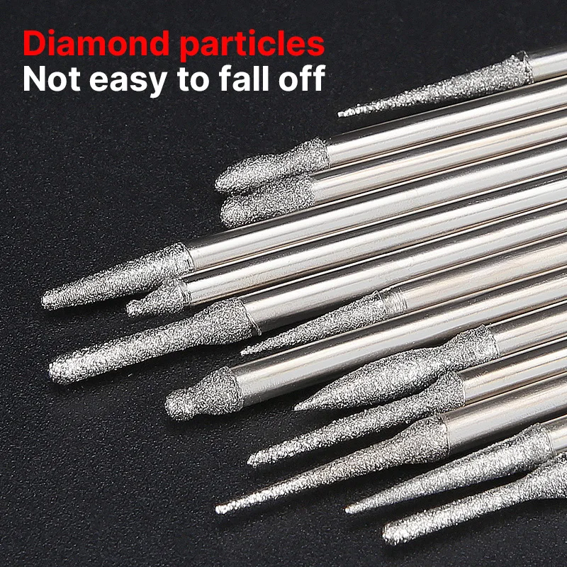 30 قطعة مجموعة لدغ الماس لأداة دوارة طحن النقش نحت تلميع بت للزجاج اليشم حجر المعادن مع صندوق تخزين