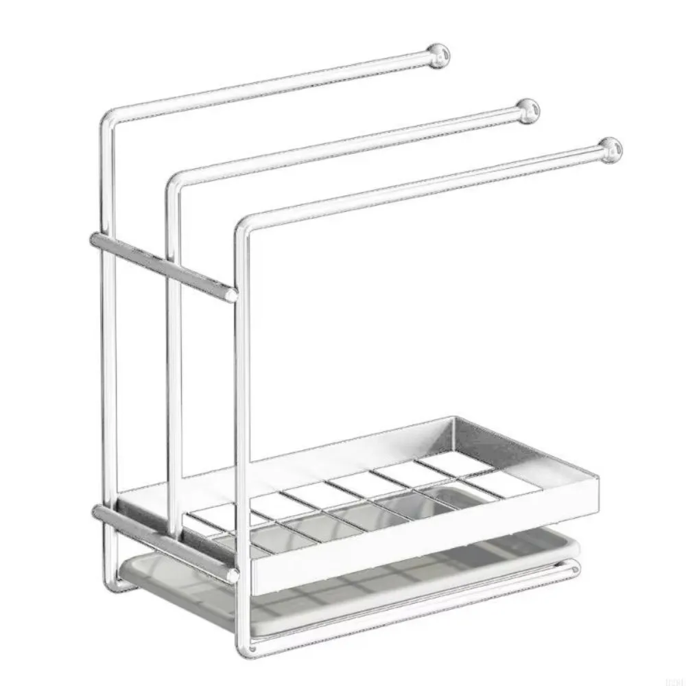 

Modern Kitchen Sponge Rack Waterproof Removable Drain Plate Headband Holder Large Capacity No Punching Kitchen Storage Stand
