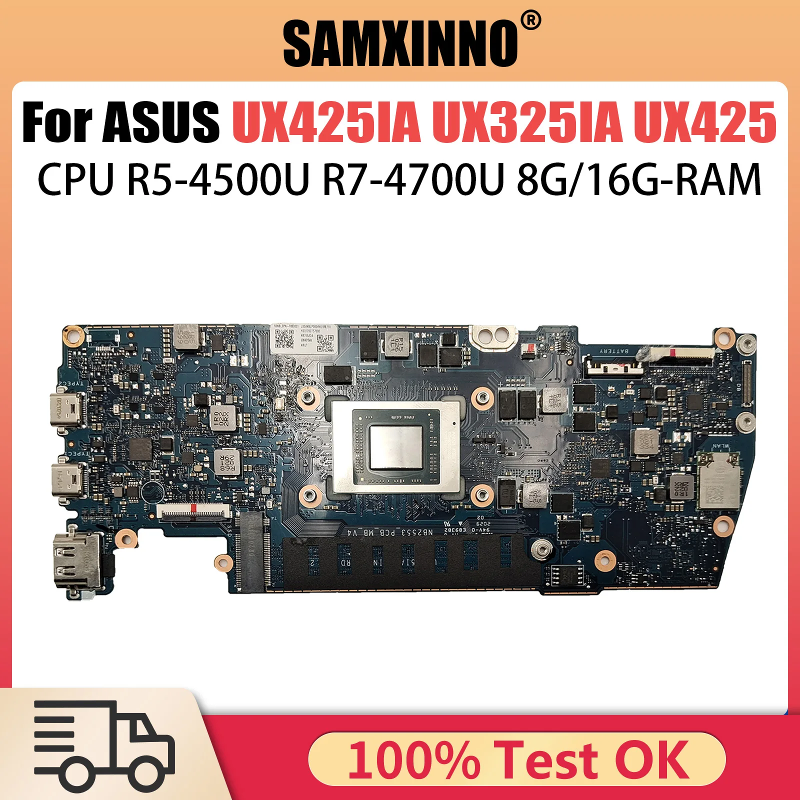 UX425IA Mainboard For ASUS ZenBook UX425 UX425IA UX425I UM425IA Laptop motherboard With R5-4500U R7-4700U CPU 8GB 16GB RAM