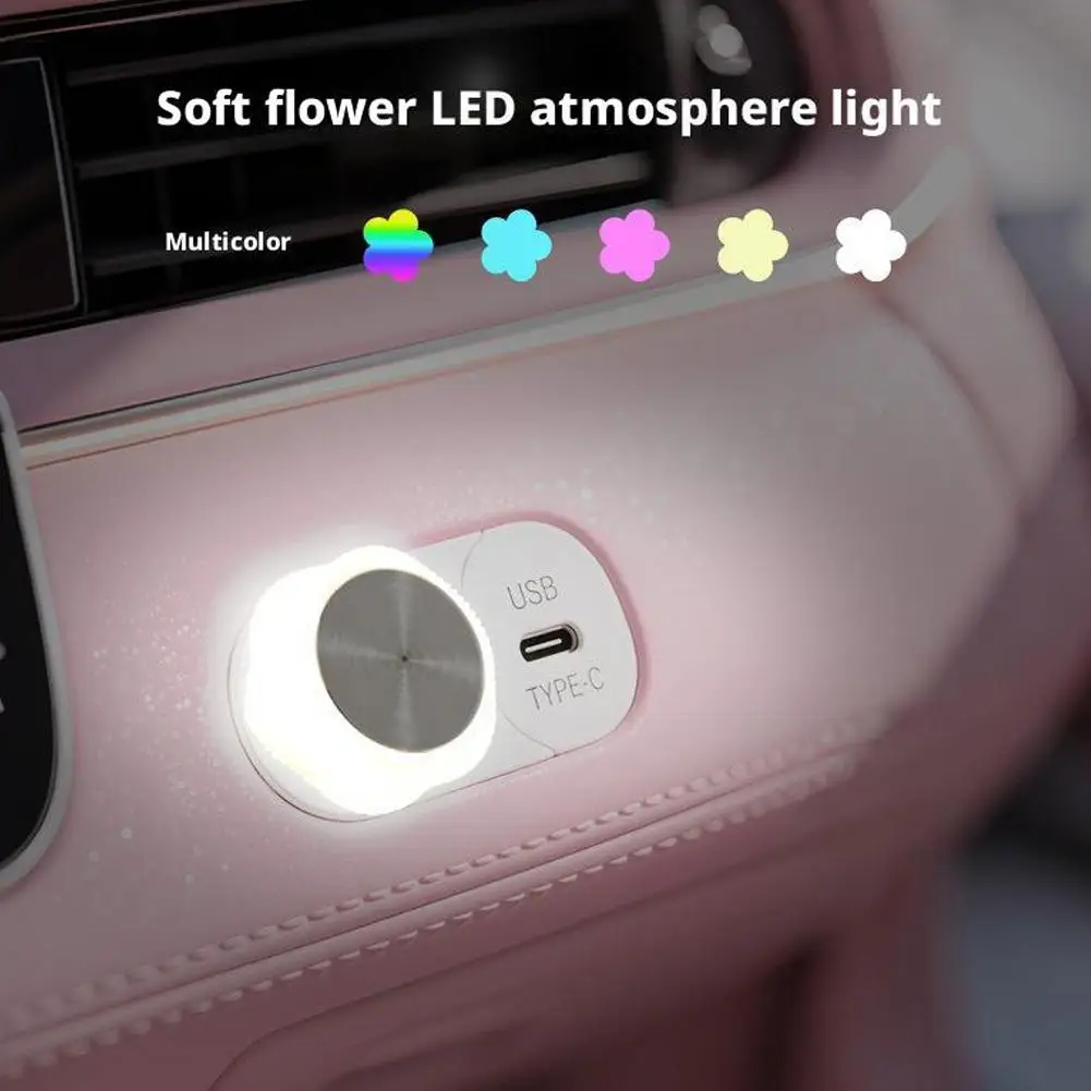 새로운 자동차 USB 분위기 조명 인테리어 LED 자동차 분위기 무선 조명 장식 다채로운 밤 자동차 조명 X0R4