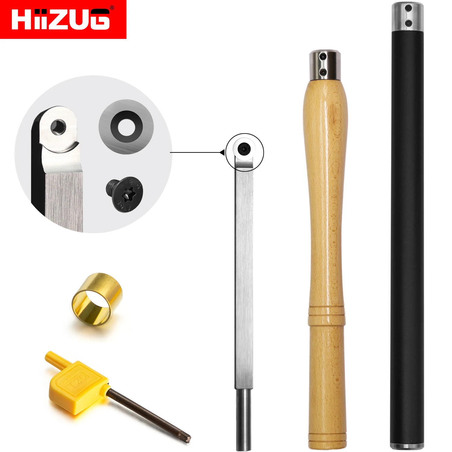 Set di utensili per tornio per legno strumento di finitura lunghezza 250mm con inserto rotondo in carburo di tungsteno da 18mm/manico per utensili