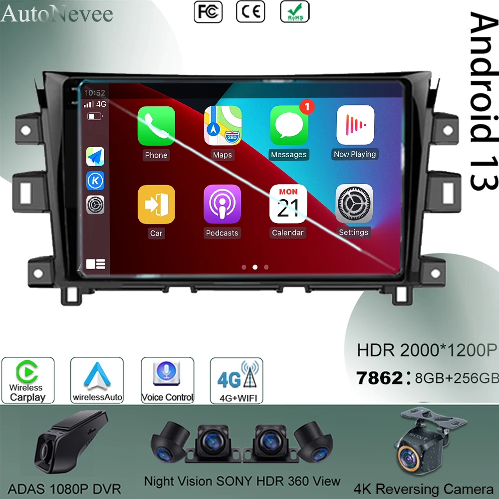 

Stereo Android 13 For Nissan NAVARA Frontier NP300 NP 2015-2017 Touchscreen QLED Car Monitor TV Navigation CPU Player DVD Radio