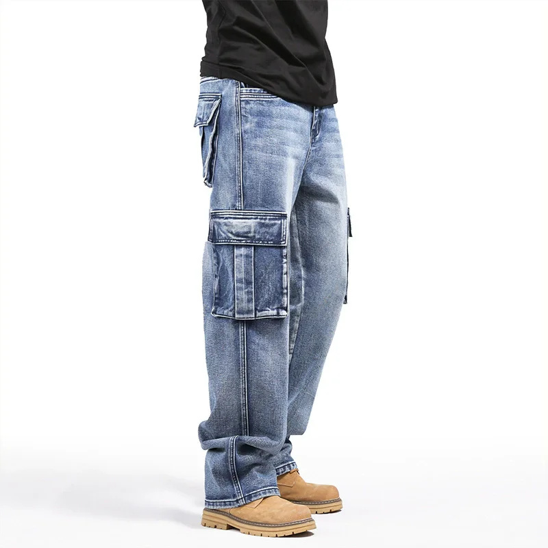 Fashion Trend Jeans Man Hiphop Skateboarders Denim Pants Autumn Winter Cowboy Trousers Loose Men Big Size Hip Hop