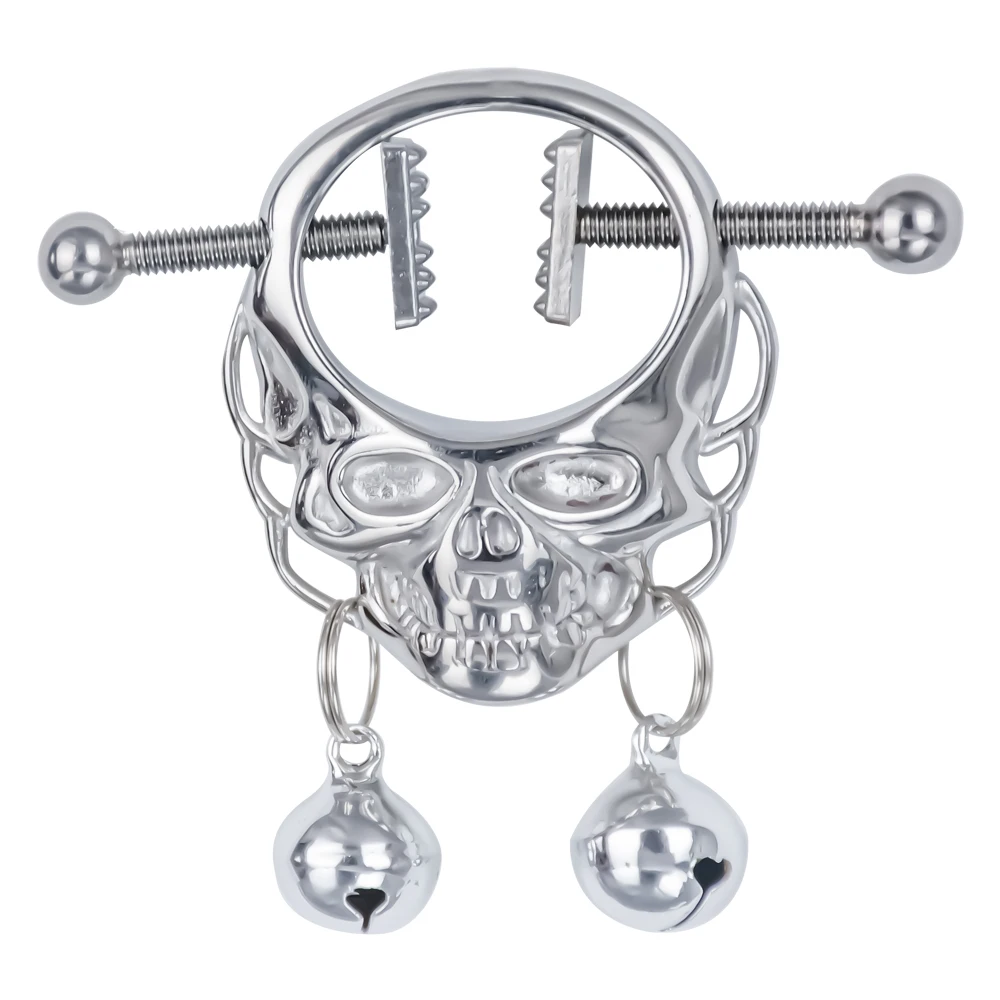 LUUK Skull Nipple Chain Clamps Clips Stainless Steel Adjustable Pressure Nipple Rings with Chain Sex Toys for Women