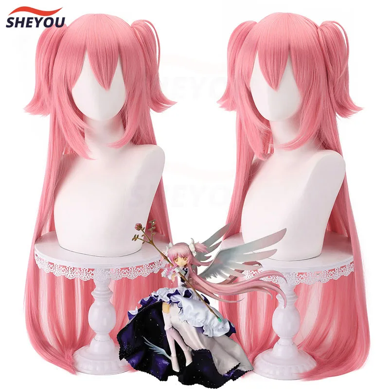 

Madoka Kaname Cosplay Wig Anime Puella Magi Madoka Magica Long Pink Ponytail Heat Resistant Synthetic Hair Wigs + Wig Cap