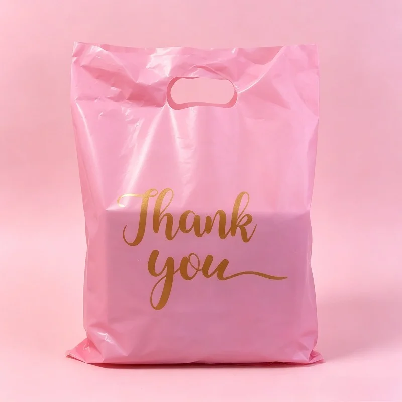 50/100PCS Thank You Gift Bags  Handbag Plastic Shopping Bag Shopping Boutique Stores Supermarket Clothing Store Birthday Party - view 5
