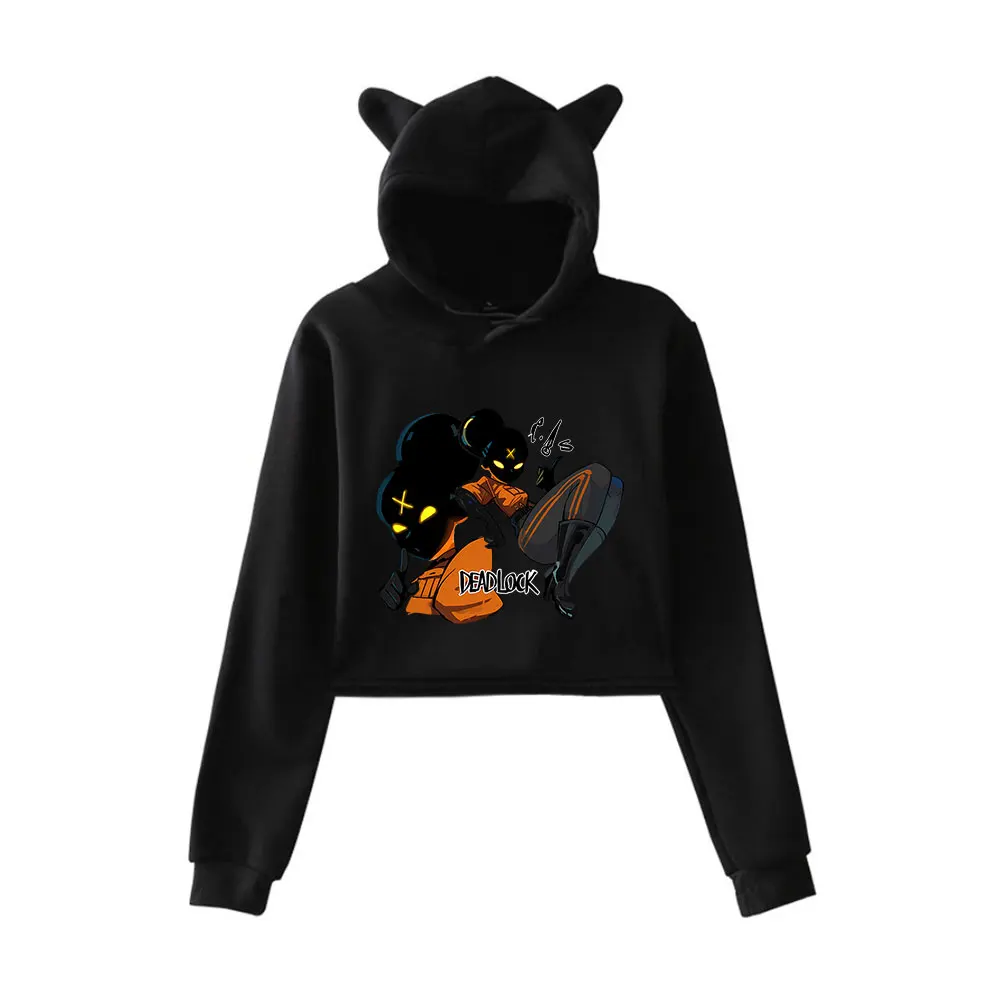 Hot Game Deadlock Vintage 90s Hoodie Streetwear Hoodie Merch Hoodies Sweatshirts for Girls Cat Ear Crop 