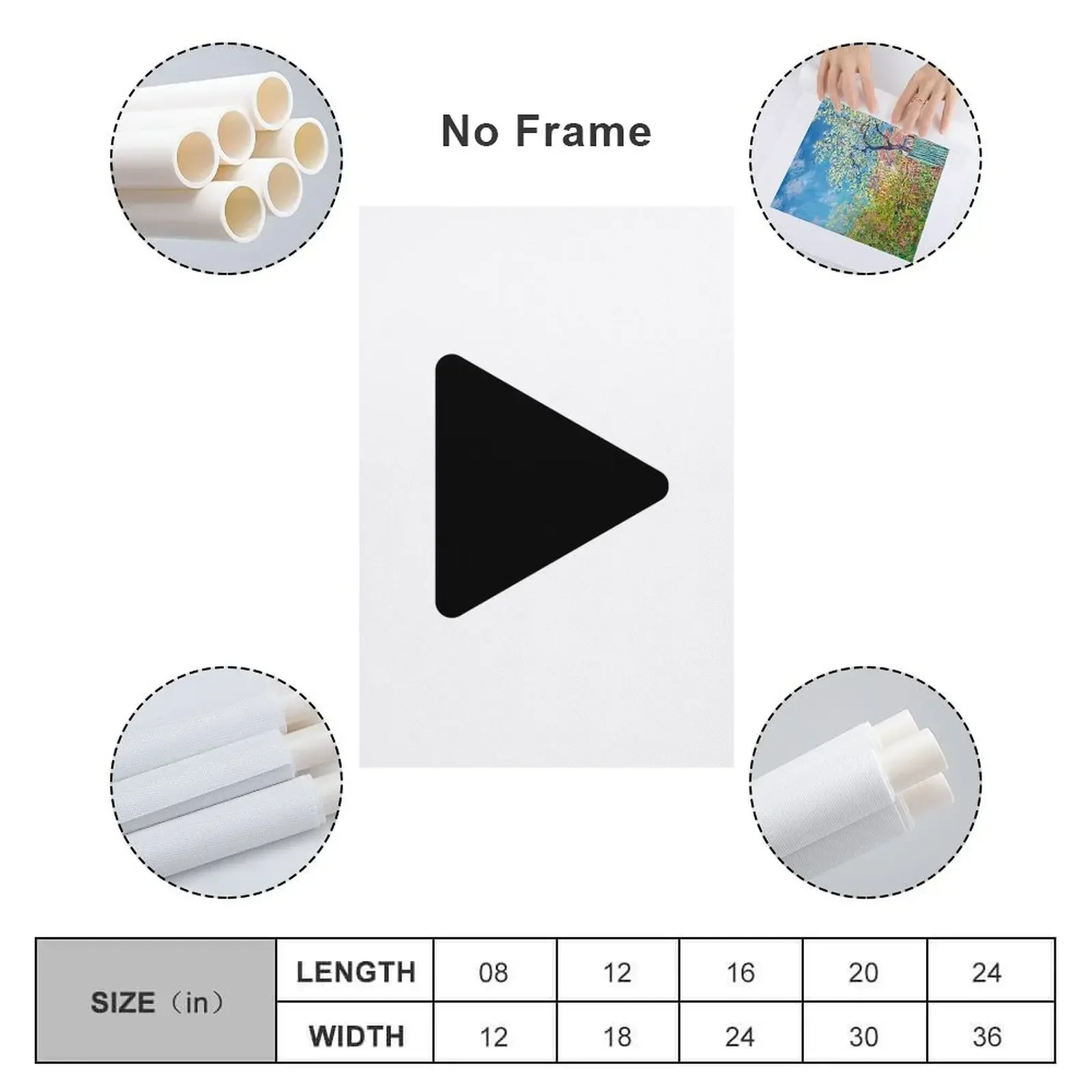 Black Play Button Of Music Player For Music Lover home Decor Canvas Painting Wall posters japanese room decor anime poster