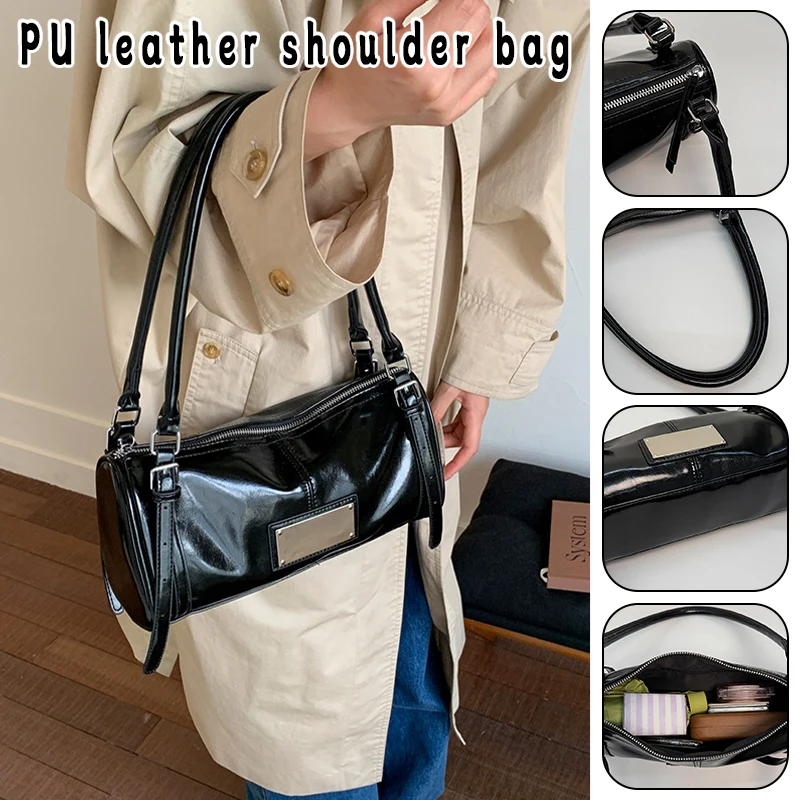 

Women's Pu Leather Shoulder Bag Fashionable Small Handbag, Trendy Baguette Crossbody Purse for Ladies Outdoor Carrying