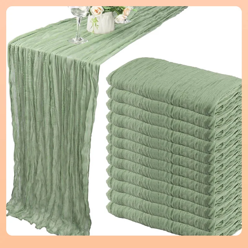 웨딩 컬렉션 세트 테이블 러너 레트로 버 질감 거즈 천 식사 빈티지 웨딩 파티 크리스마스 리넨 장식90*300