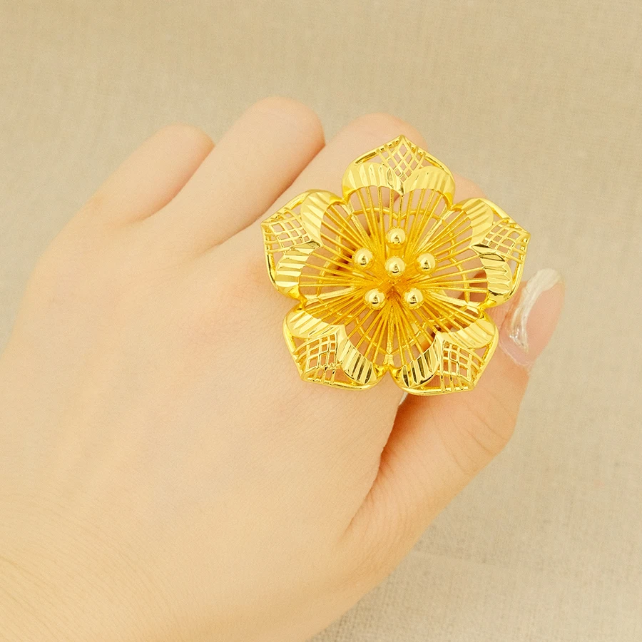 24K gold-plated sweet stamen ring in Dubai, Ethiopia, luxurious and suitable for parties and ball gifts