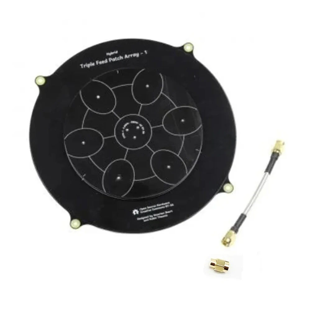 

150mm Triple Feed Patch 5.8GHz 14DBi Pagoda Array FPV Antenna Image Transmitter Flat Panel Antenna for FPV Drone Black