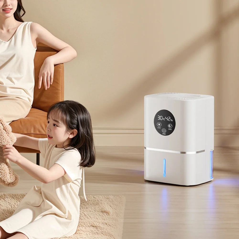 LED Screen Dehumidifier with Hygrometer Measurement Quiet Functionality Compact Size for Indoor Humidity Management